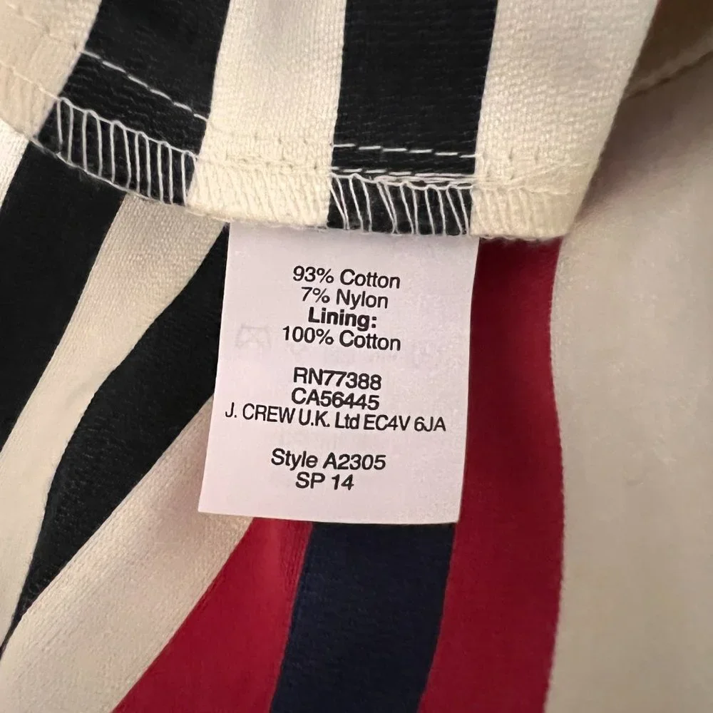 j.crew NWT size 8 multicolored striped cotton  dress
